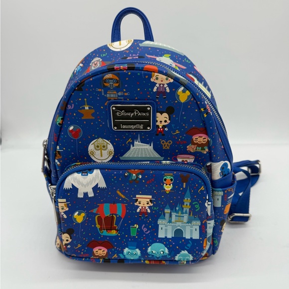 Disney Parks Exclusive Loungefly Hard Tag Blue Backpack Chibi Characters - Picture 2 of 10